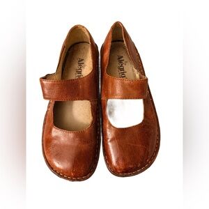 Alegria Paloma Mary Jane shoes Cognac Brown Size 10 Good